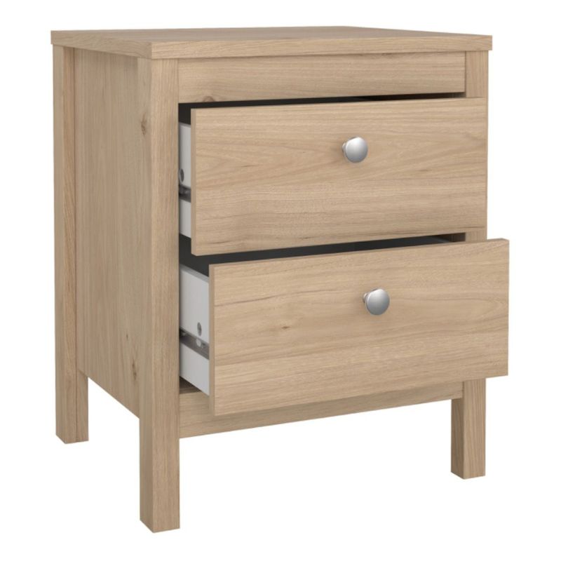 Furniture To Go Madrid Package - Bedside Table 2 Drawers + Chest 5 Drawer + 3 Door Wardrobe in Jackson Hickory Oak