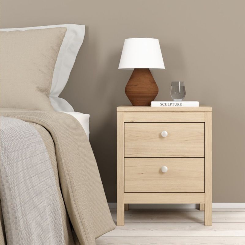 Furniture To Go Madrid Package - Bedside Table 2 Drawers + Chest 5 Drawer + 3 Door Wardrobe in Jackson Hickory Oak