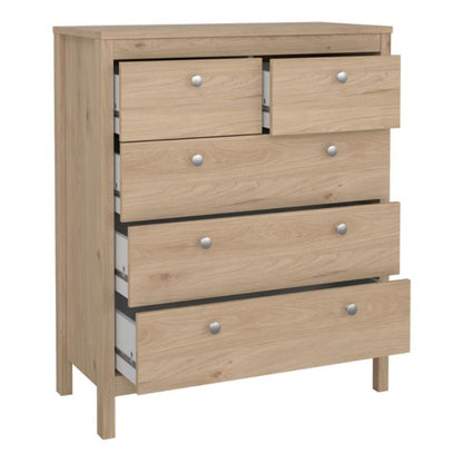 Furniture To Go Madrid Package - Bedside Table 2 Drawers + Chest 5 Drawer + 3 Door Wardrobe in Jackson Hickory Oak