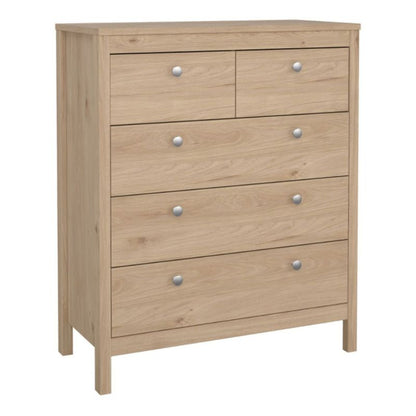 Furniture To Go Madrid Package - Bedside Table 2 Drawers + Chest 5 Drawer + 3 Door Wardrobe in Jackson Hickory Oak