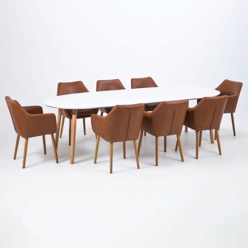 Furniture To Go Belina Oval Dining Table in White & Oak