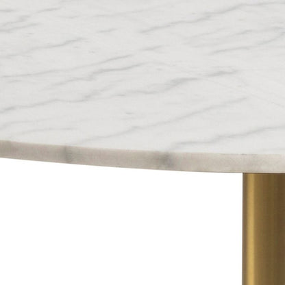 Furniture To Go Corby Round Dining Table with White Polished Marble Top & Gold Base