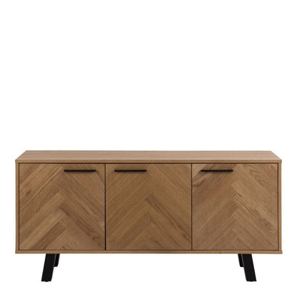 Furniture To Go Brighton 3 Door Sideboard in Oak with Herringbone Effect