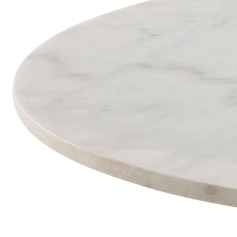 Furniture To Go Corby Round Dining Table with White Polished Marble Top & Black Base