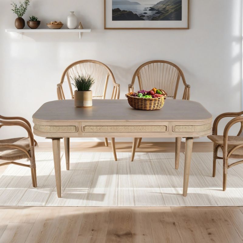 Indian Hub Valencia Cane & Mango Wood Dining Table