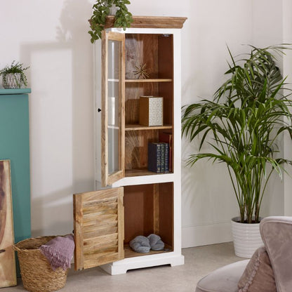 Indian Hub Alfie Wood Bookcase/Display Cabinet - 3 Shelves & 1 Door