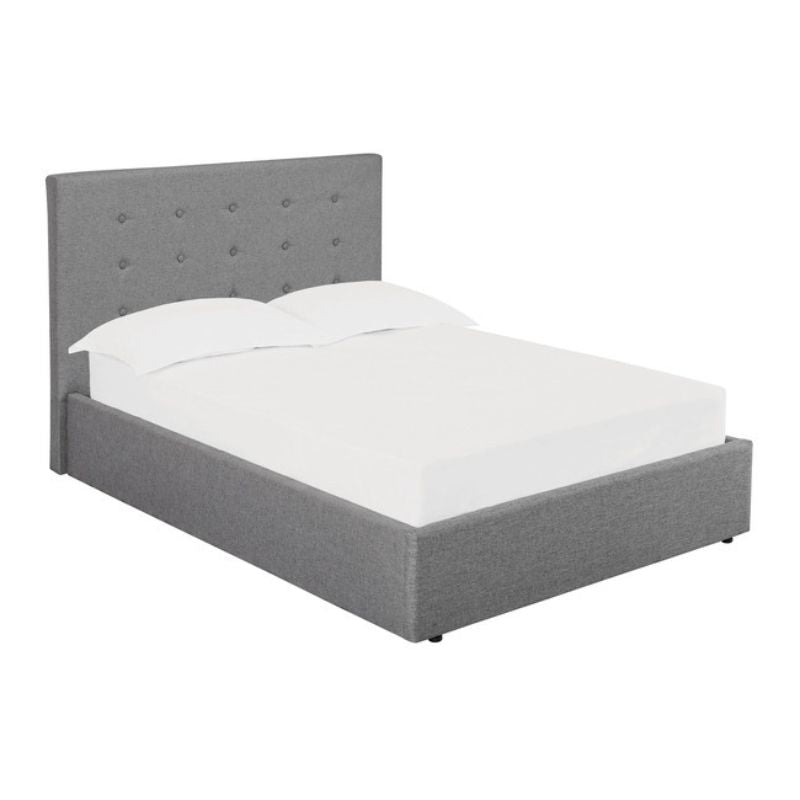 A stylish bed featuring a gray headboard and footboard, elegantly designed for a modern bedroom aesthetic.