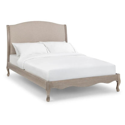 Julian Bowen Camille Double Bed Oatmeal Linen Fabric & Limed Oak