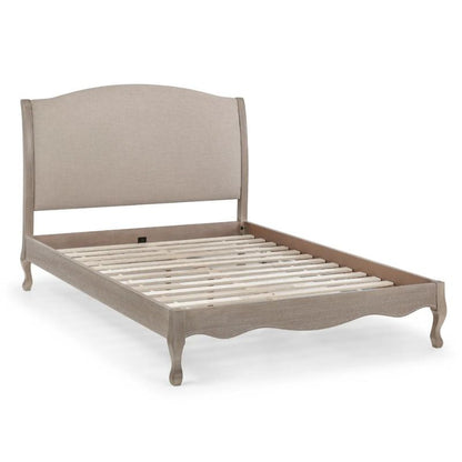 Julian Bowen Camille Double Bed Oatmeal Linen Fabric & Limed Oak