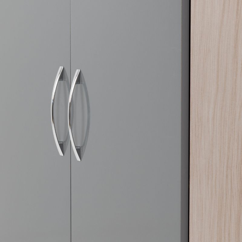 Seconique Nevada 2 Door Corner Wardrobe Grey Gloss/Light Oak Effect Veneer