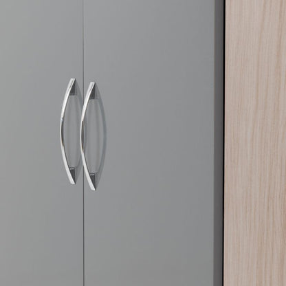 Seconique Nevada 2 Door Corner Wardrobe Grey Gloss/Light Oak Effect Veneer