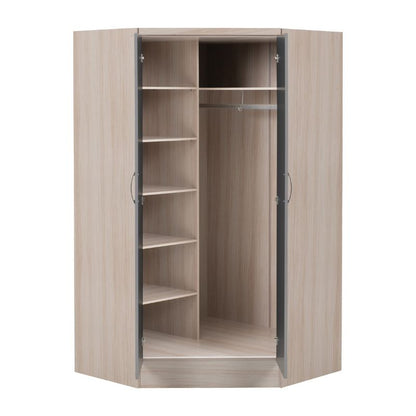 Seconique Nevada 2 Door Corner Wardrobe Grey Gloss/Light Oak Effect Veneer