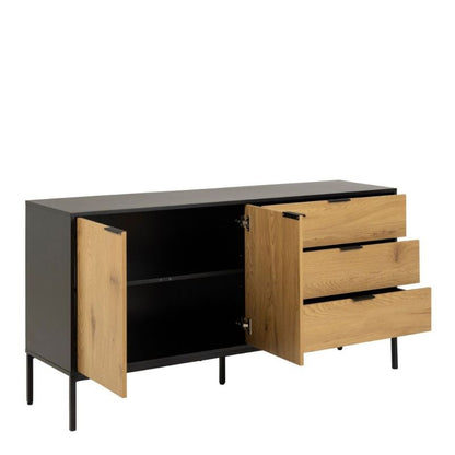 Furniture To Go Seaford Sideboard with 2 Doors and 3 Drawers in Black