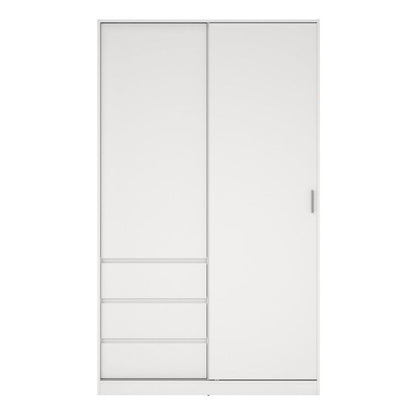 Furniture To Go Naia Wardrobe with 1 Sliding Door and 1 Door + 3 Drawers in White