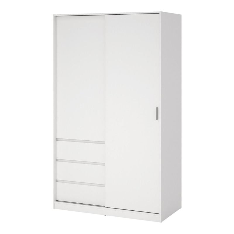 Furniture To Go Naia Wardrobe with 1 Sliding Door and 1 Door + 3 Drawers in White