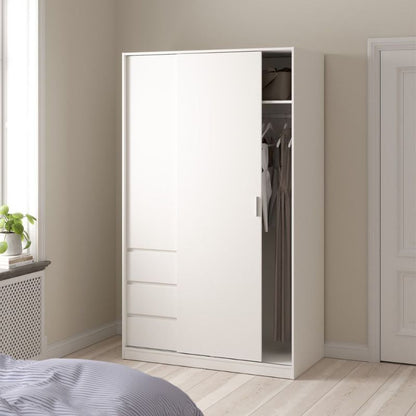 Furniture To Go Naia Wardrobe with 1 Sliding Door and 1 Door + 3 Drawers in White