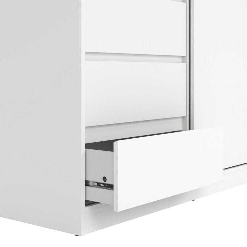 Furniture To Go Naia Wardrobe with 1 Sliding Door and 1 Door + 3 Drawers in White