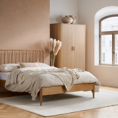 Birlea Axel 2 Door 1 Drawer Fluted Wardrobe Oak