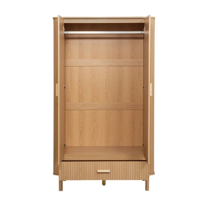 Birlea Axel 2 Door 1 Drawer Fluted Wardrobe Oak