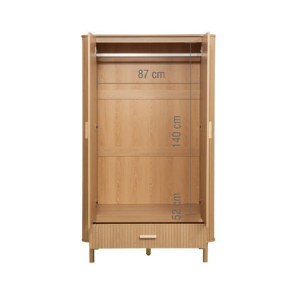 Birlea Axel 2 Door 1 Drawer Fluted Wardrobe Oak