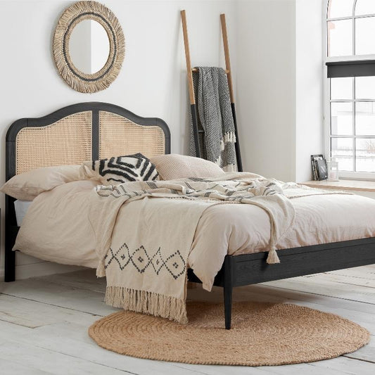 Birlea Leonie King Rattan Bed Black