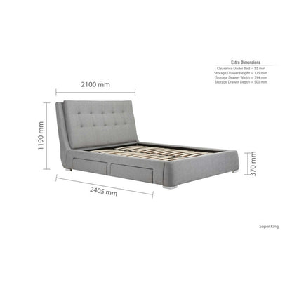 Birlea Mayfair Super King Bed 4 Drawer Grey