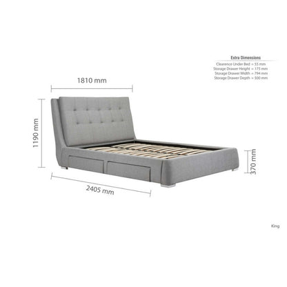 Birlea Mayfair King Bed 4 Drawers Grey