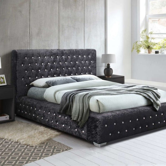 Birlea Grande King Bed Black Crushed Velvet