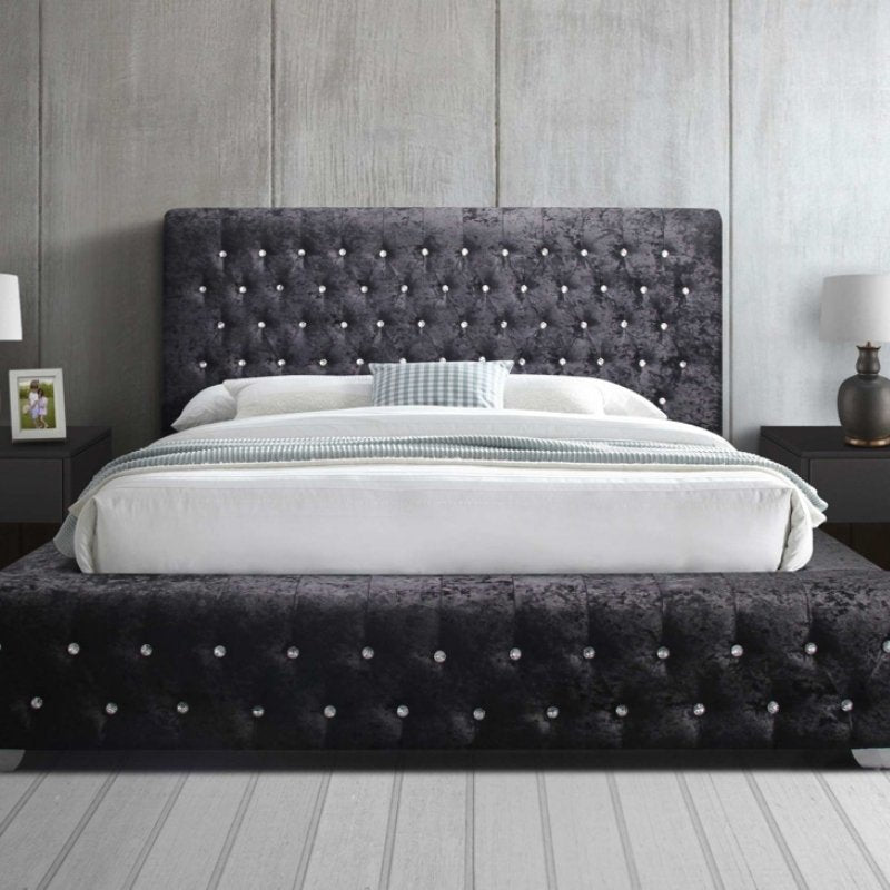 Birlea Grande King Bed Black Crushed Velvet