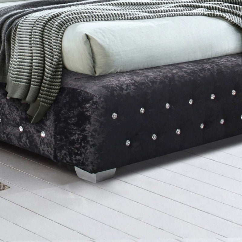 Birlea Grande King Bed Black Crushed Velvet