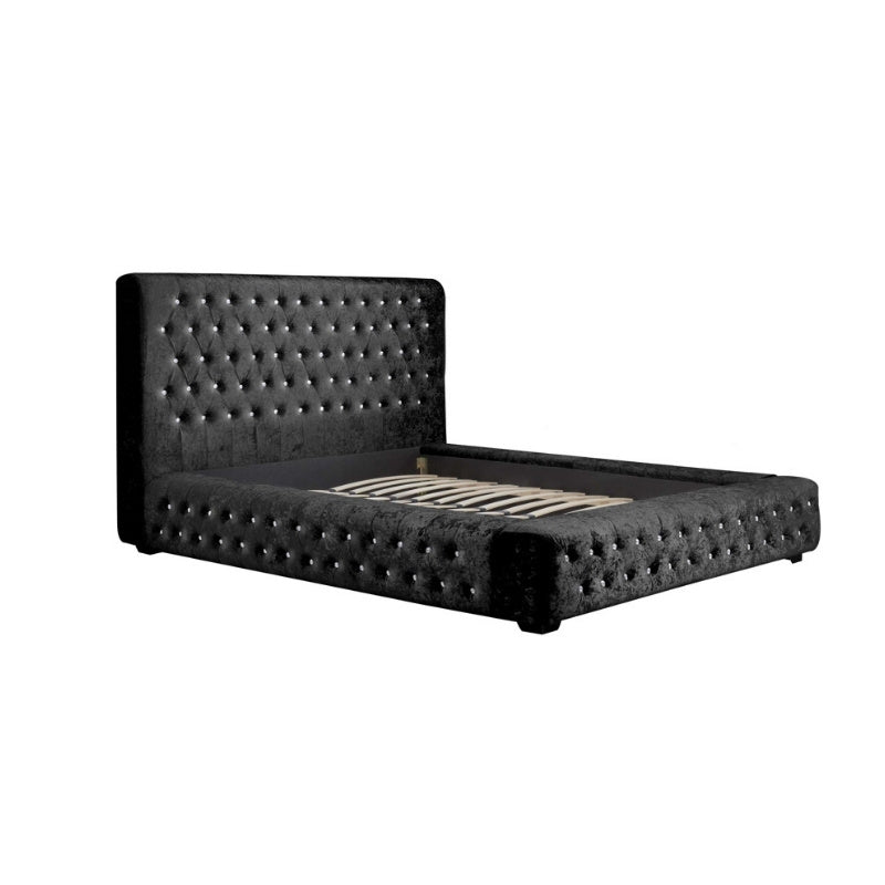 Birlea Grande King Bed Black Crushed Velvet