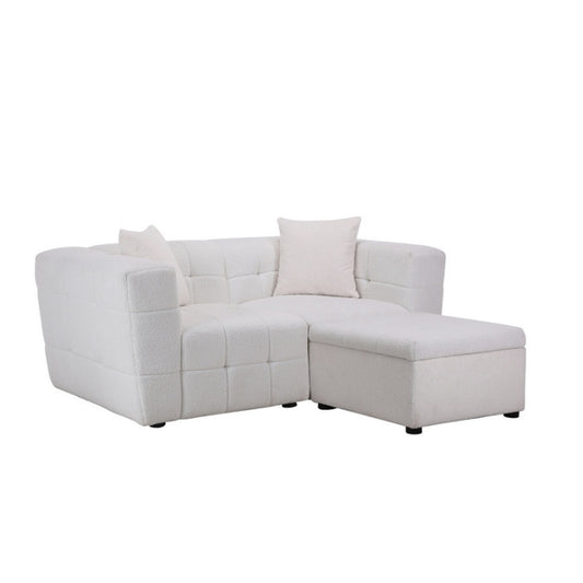 Birlea Milo 2 Seater Sofa with Footstool White