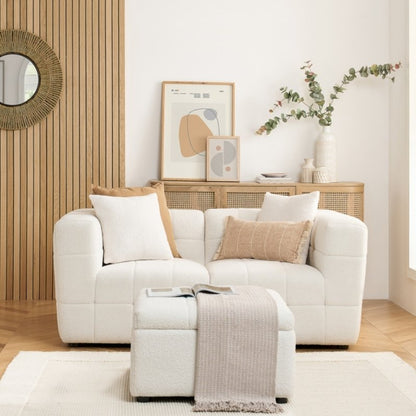 Birlea Milo 2 Seater Sofa with Footstool White