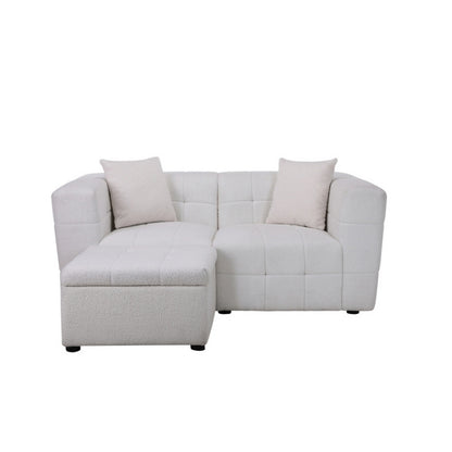 Birlea Milo 2 Seater Sofa with Footstool White