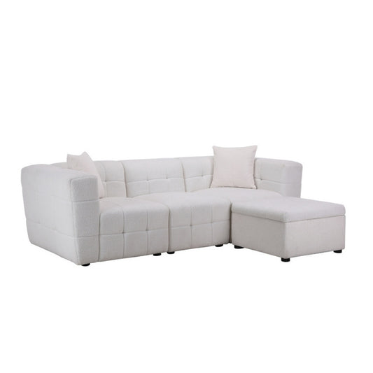 Birlea Milo 3 Seater Sofa with Footstool White