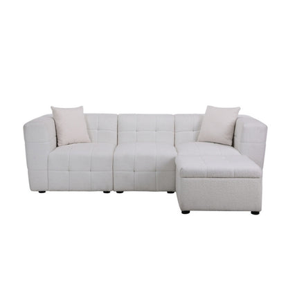 Birlea Milo 3 Seater Sofa with Footstool White