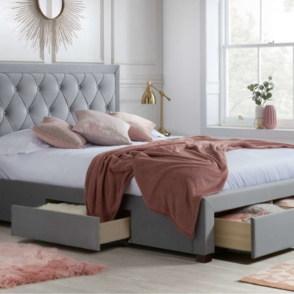 Birlea Woodbury King Bed Grey Velvet