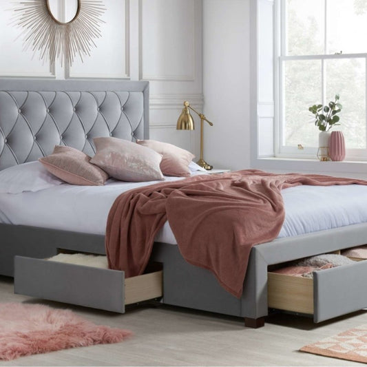 Birlea Woodbury King Bed Grey Velvet
