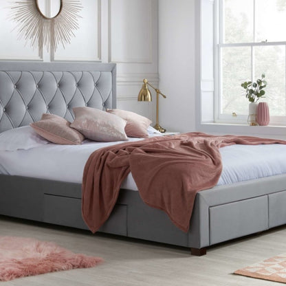 Birlea Woodbury King Bed Grey Velvet