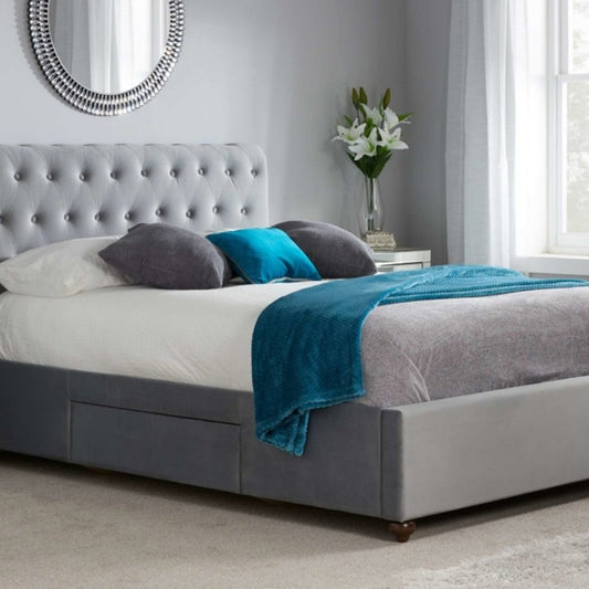 Birlea Marlow King Bed Grey Velvet