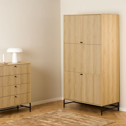 Furniture To Go Albany 4 Door Wardrobe Black & Oak