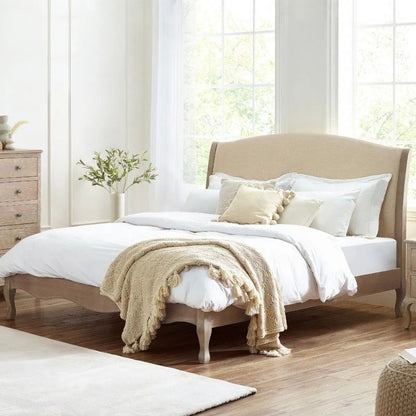 Julian Bowen Camille King Bed Oatmeal Linen & Limed Oak
