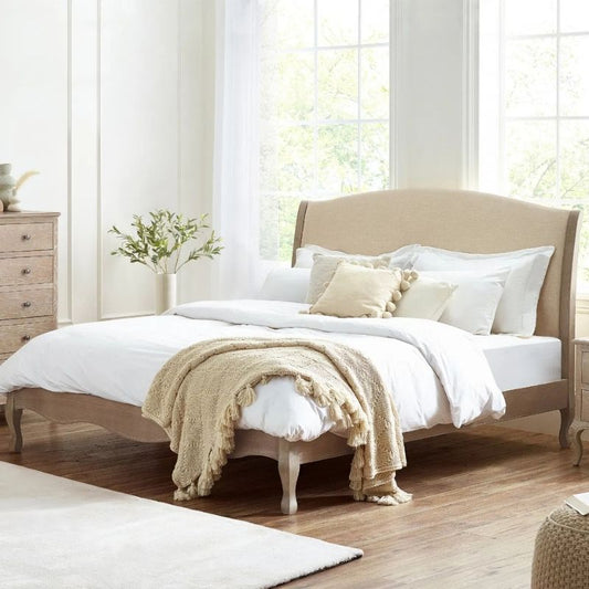 Julian Bowen Camille King Bed Oatmeal Linen & Limed Oak