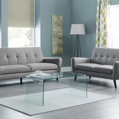Julian Bowen Monza 3 Seater Sofa Compact Retro Sofa Grey Linen