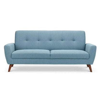 Julian Bowen Monza 3 Seater Compact Retro Sofa Blue Linen