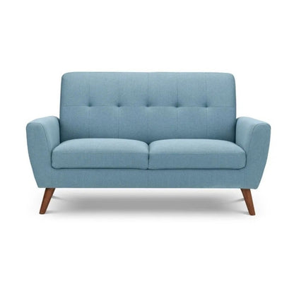 Julian Bowen Monza 2 Seater Compact Retro Sofa Blue Linen