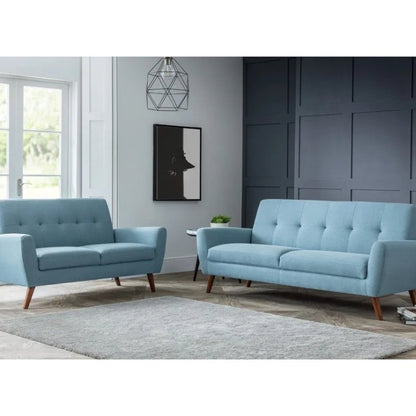 Julian Bowen Monza 2 Seater Compact Retro Sofa Blue Linen