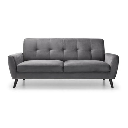 Julian Bowen Monza 2 Seater Compact Retro Sofa Dark Grey Velvet