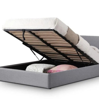 Julian Bowen Rialto Lift-Up Storage Double Bed Light Grey Linen