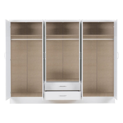 Seconique Nevada 6 Door 2 Drawer Mirrored Wardrobe White Gloss